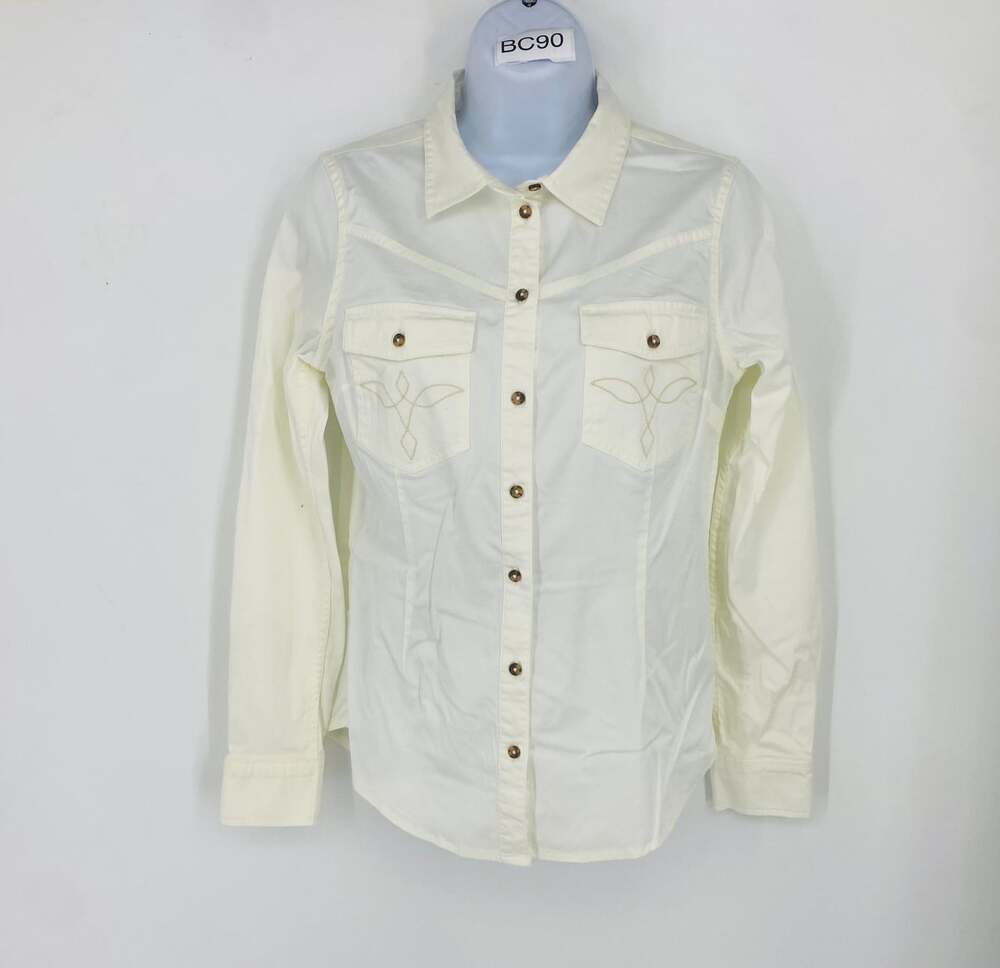 Shyanne Women's XS Cream Western Embroidered Button Up Shirt Cowboy Boho